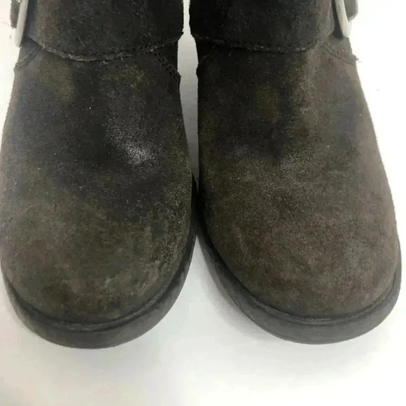 Born Dark Brown Suede Buckled Distressed Booties Women's Size 6.5 - Picture 11 of 13
